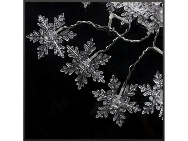 KURTYNA PŁATKI ŚNIEGU LED LAMPKI 3,2M - ciepły biały