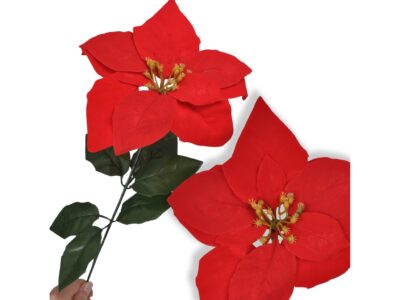 KWIAT GWIAZDA BETLEJEMSKA POINSECJA POJEDYNCZA 65CM - czerwony welurowy