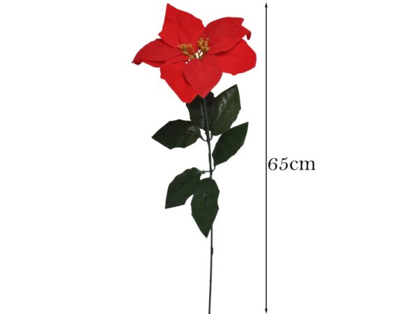 KWIAT GWIAZDA BETLEJEMSKA POINSECJA POJEDYNCZA 65CM - czerwony welurowy