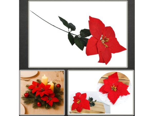 KWIAT GWIAZDA BETLEJEMSKA POINSECJA POJEDYNCZA 65CM - czerwony welurowy