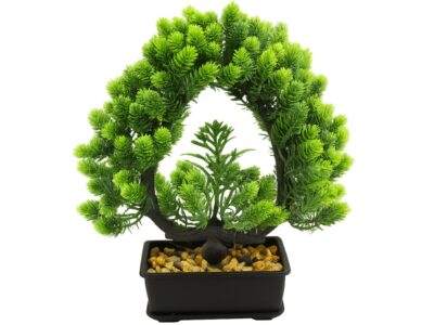 KWIATY SZTUCZNE W DONICZCE BONZAI ŚWIERK SERCE 23CM