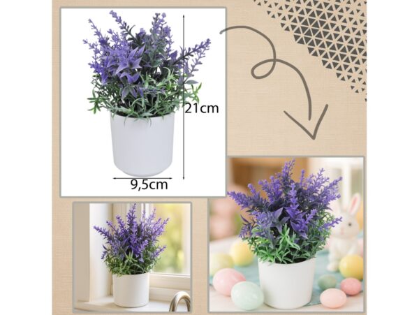 KWIATY SZTUCZNE W DONICZCE LAWENDA 21CM