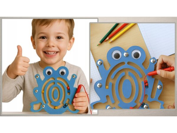 LABIRYNT MAGNETYCZNY GRA ZRĘCZNOŚCIOWA - żaba niebieska