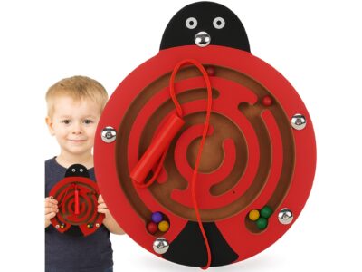 LABIRYNT MAGNETYCZNY GRA ZRĘCZNOŚCIOWA BIEDRONKA - czerwony
