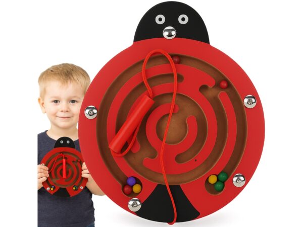 LABIRYNT MAGNETYCZNY GRA ZRĘCZNOŚCIOWA BIEDRONKA - czerwony