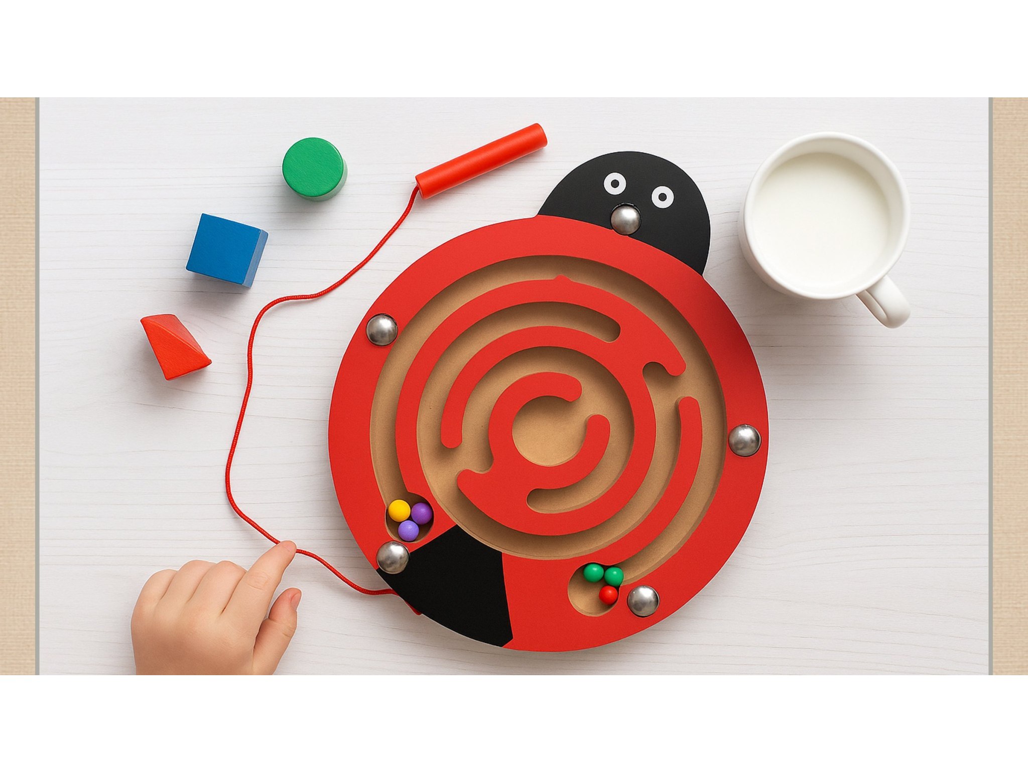 LABIRYNT MAGNETYCZNY GRA ZRĘCZNOŚCIOWA BIEDRONKA - czerwony