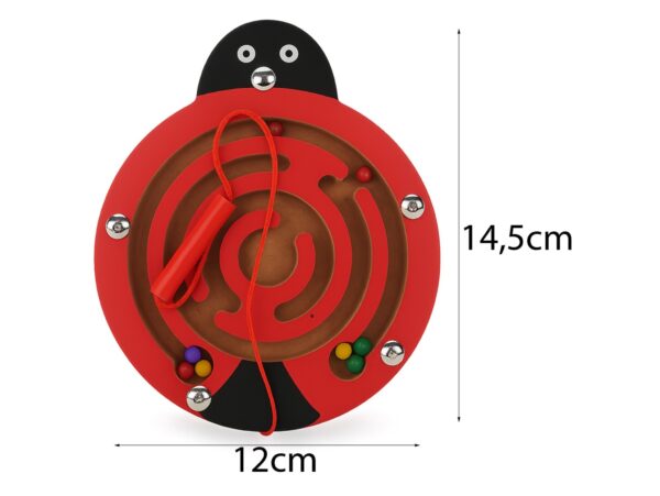 LABIRYNT MAGNETYCZNY GRA ZRĘCZNOŚCIOWA BIEDRONKA - czerwony