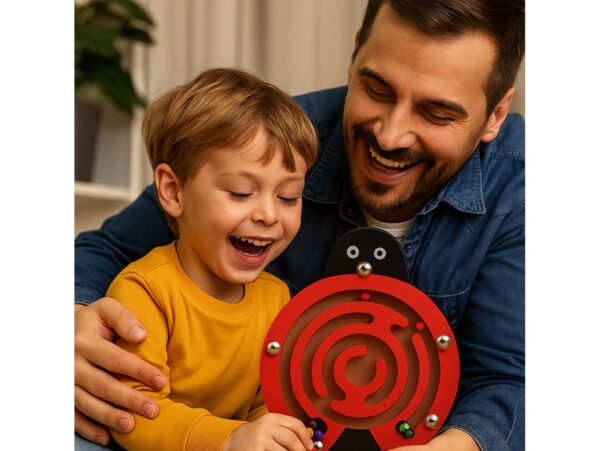 LABIRYNT MAGNETYCZNY GRA ZRĘCZNOŚCIOWA BIEDRONKA - czerwony