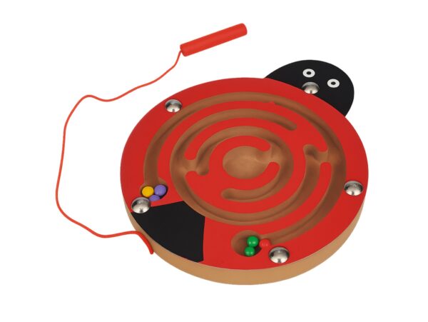 LABIRYNT MAGNETYCZNY GRA ZRĘCZNOŚCIOWA BIEDRONKA - czerwony