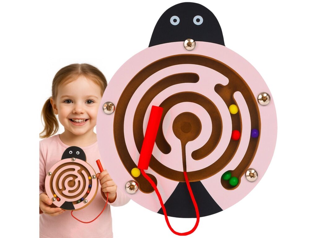 LABIRYNT MAGNETYCZNY GRA ZRĘCZNOŚCIOWA - biedronka różowa