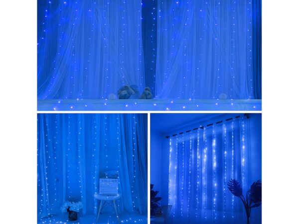 LAMPKI DRUCIKI KURTYNA 3x3m - niebieski