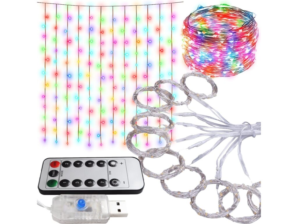 LAMPKI DRUCIKI KURTYNA 3x3m USB - multikolor