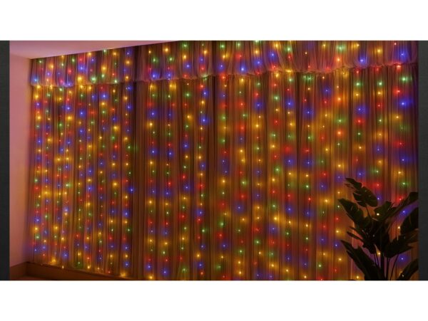 LAMPKI DRUCIKI KURTYNA 3x3m USB - multikolor