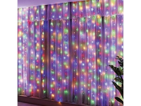 LAMPKI DRUCIKI KURTYNA 3x3m USB - multikolor