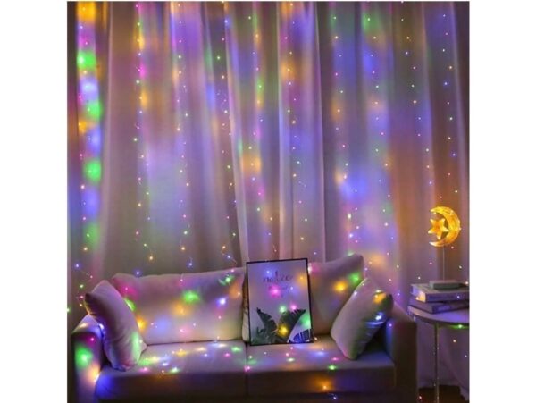 LAMPKI DRUCIKI KURTYNA 3x3m USB - multikolor