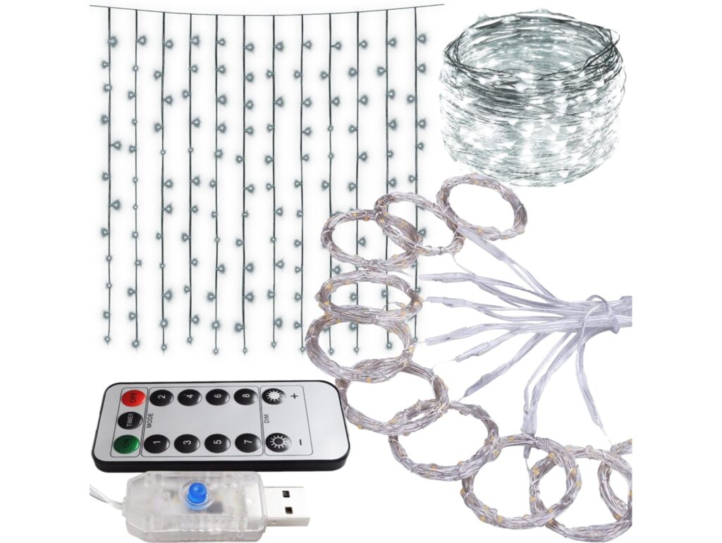 LAMPKI DRUCIKI KURTYNA 3x3m - zimny biały