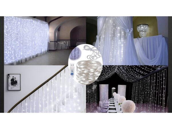 LAMPKI DRUCIKI KURTYNA 3x3m - zimny biały