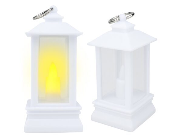 LATARNIA LATERENKA MINI PLASTIKOWA ZE ŚWIECZKĄ 9x4,5x4,5cm - biały