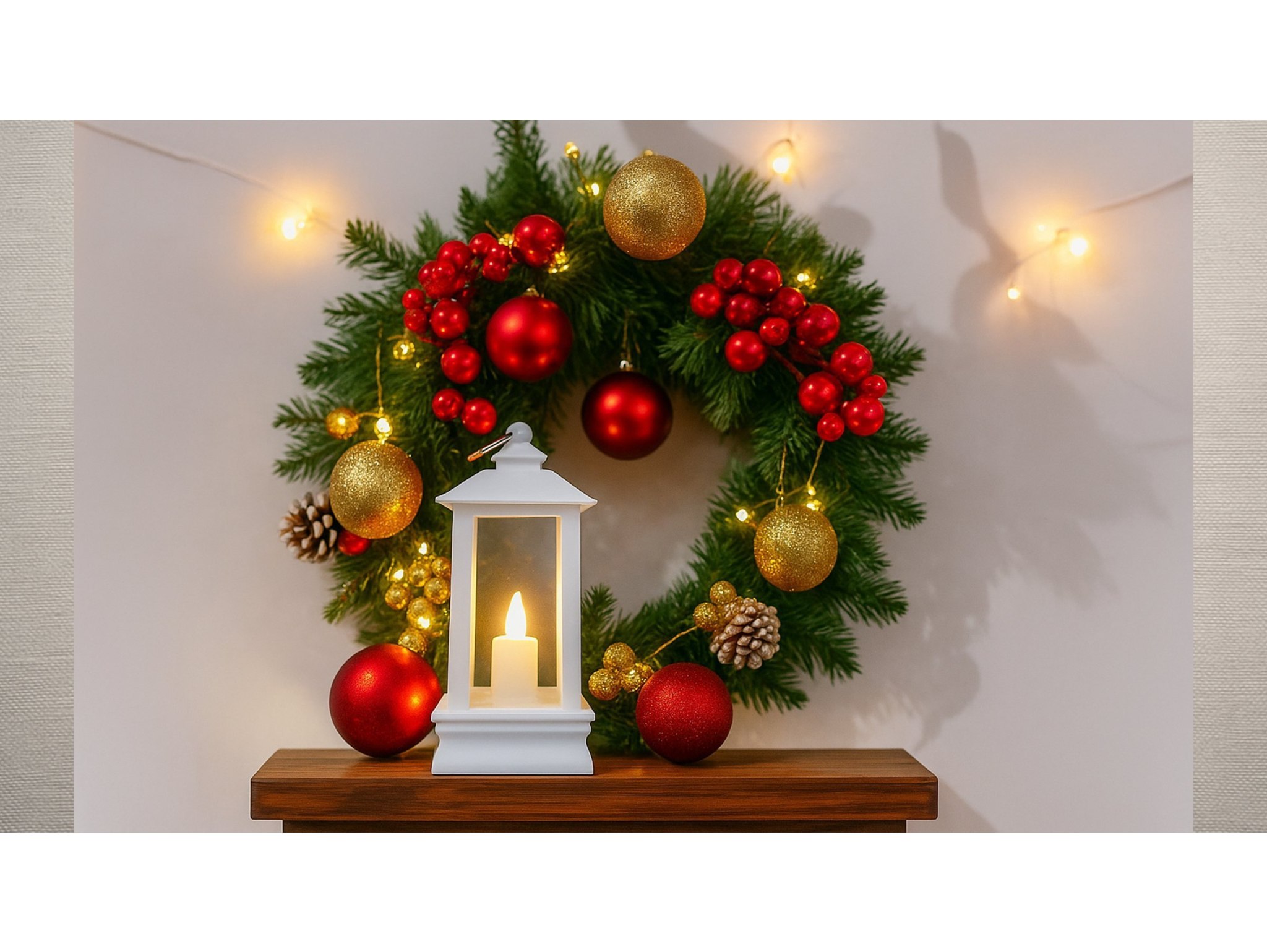 LATARNIA LATERENKA MINI PLASTIKOWA ZE ŚWIECZKĄ 9x4,5x4,5cm - biały