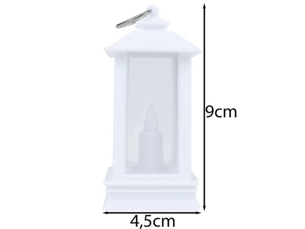 LATARNIA LATERENKA MINI PLASTIKOWA ZE ŚWIECZKĄ 9x4,5x4,5cm - biały