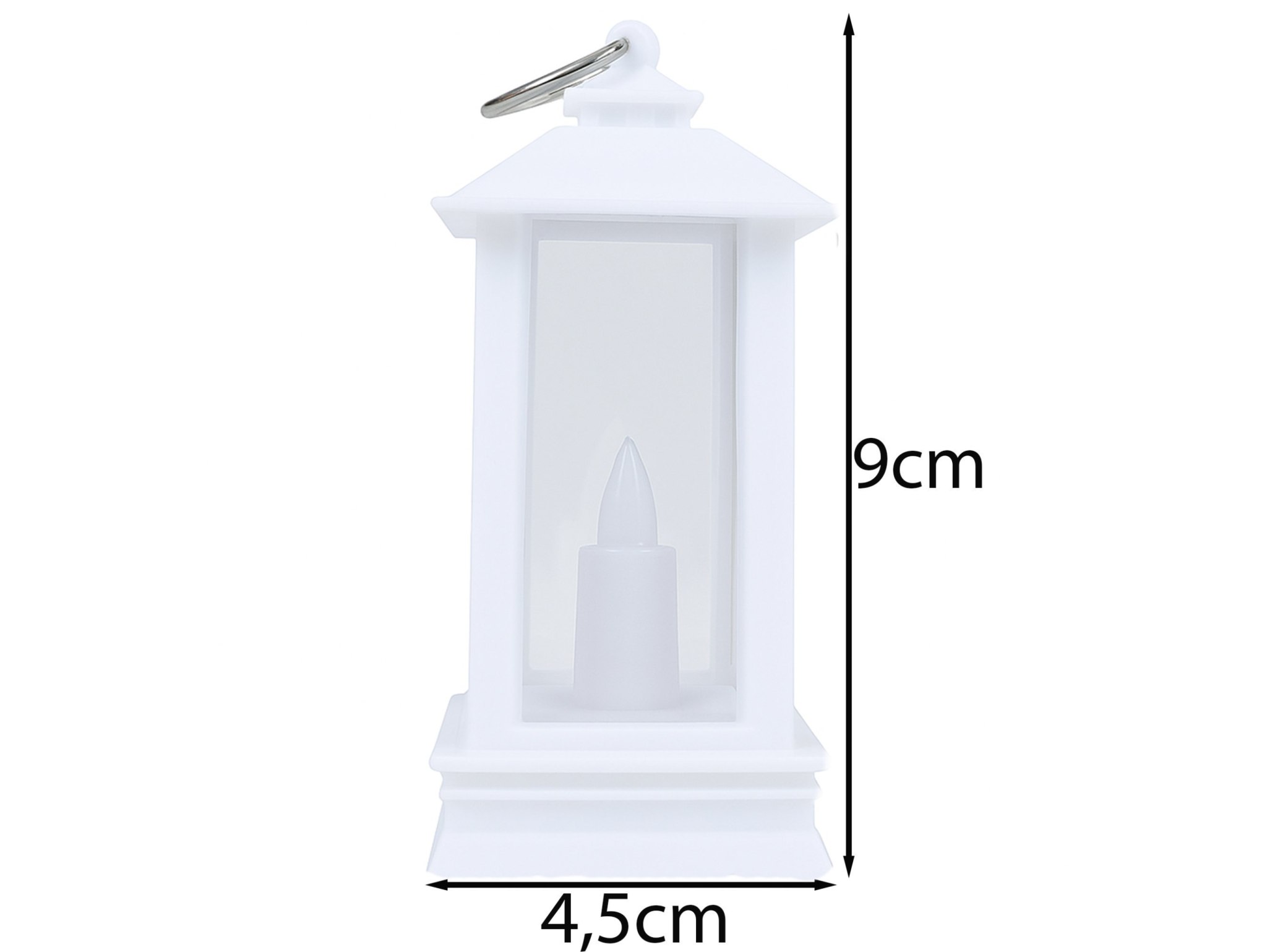 LATARNIA LATERENKA MINI PLASTIKOWA ZE ŚWIECZKĄ 9x4,5x4,5cm - biały