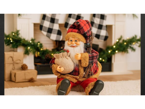 MIKOŁAJ SIEDZĄCY DEKORACJA ŚWIĄTECZNA 38x15CM - czerwony