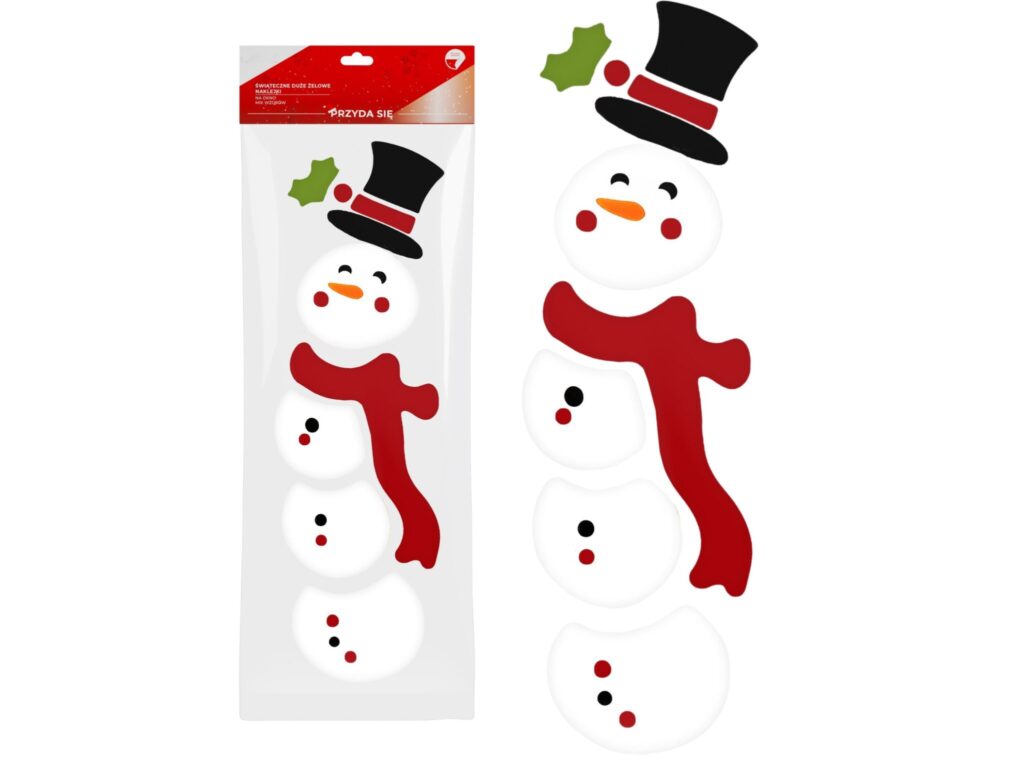 NAKLEJKI ŻELOWE NA OKNO ŚWIĄTECZNE 50x14CM - bałwan