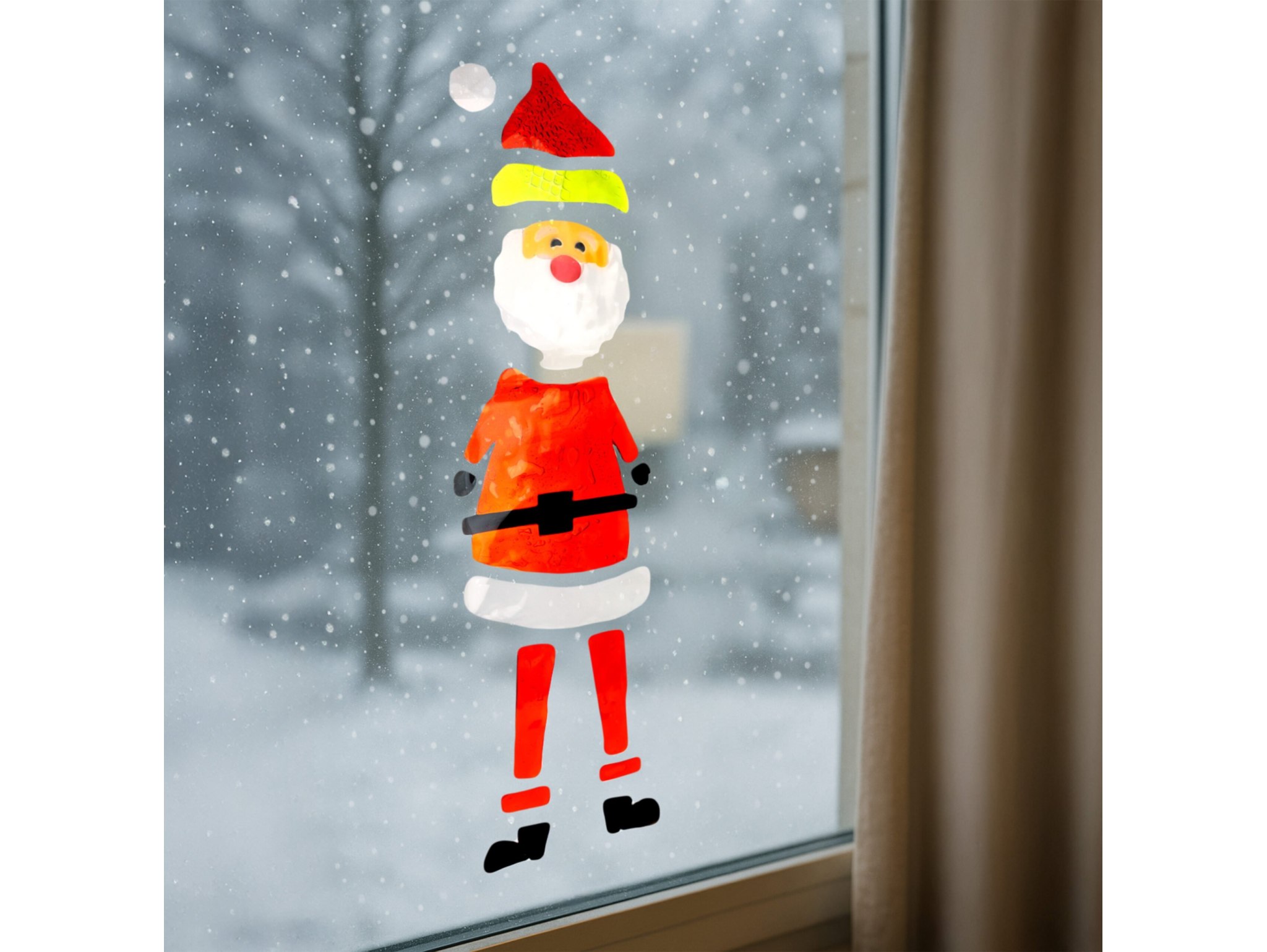 NAKLEJKI ŻELOWE NA OKNO ŚWIĄTECZNE 50x14CM - Mikołaj