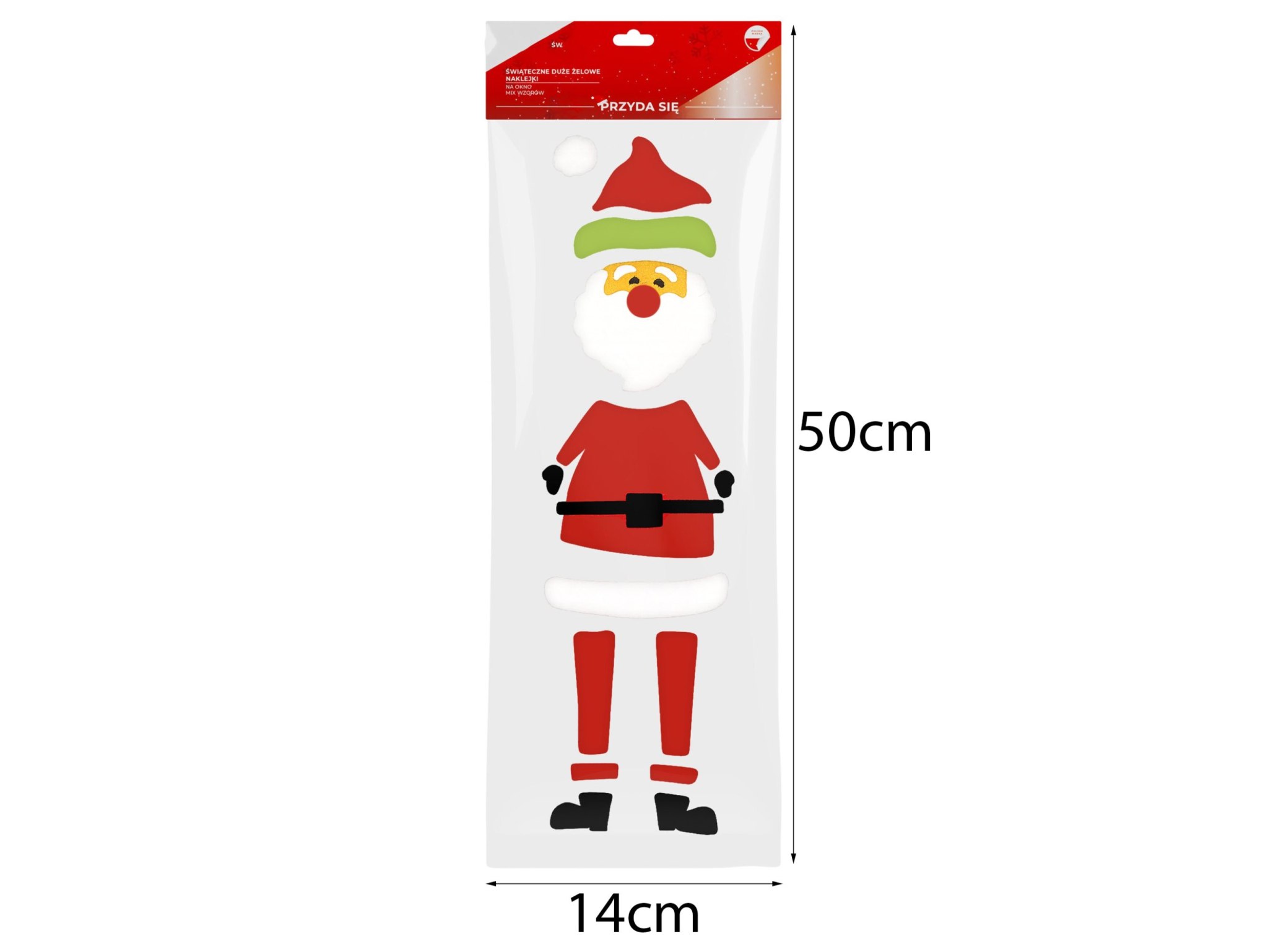 NAKLEJKI ŻELOWE NA OKNO ŚWIĄTECZNE 50x14CM - Mikołaj