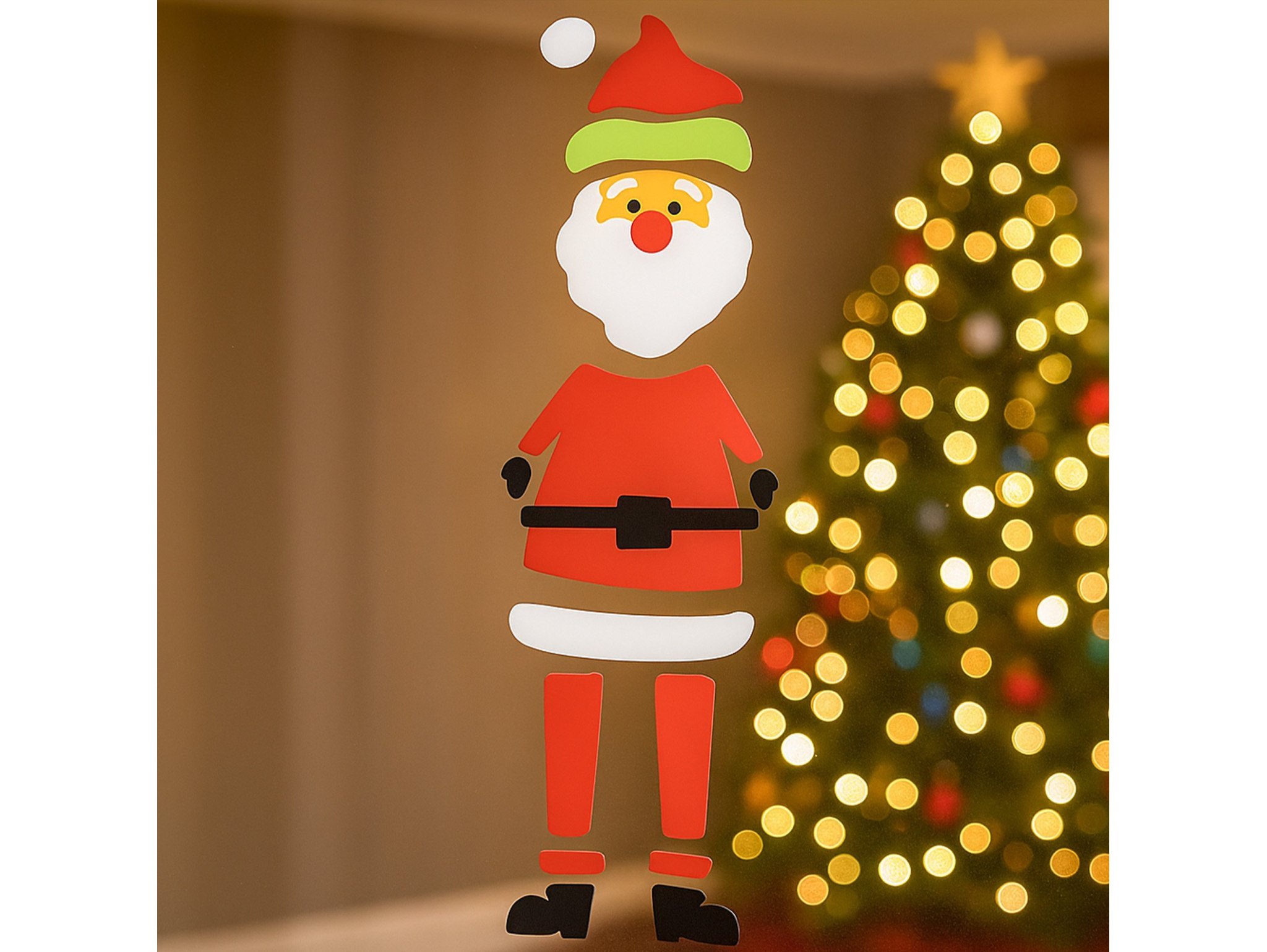 NAKLEJKI ŻELOWE NA OKNO ŚWIĄTECZNE 50x14CM - Mikołaj