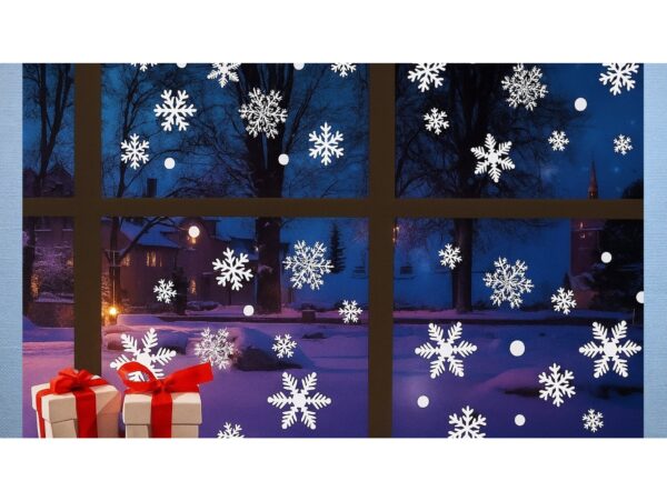NAKLEJKI NA OKNO ŚWIĄTECZNE 30x20 4 ARKUSZE - śnieżynki