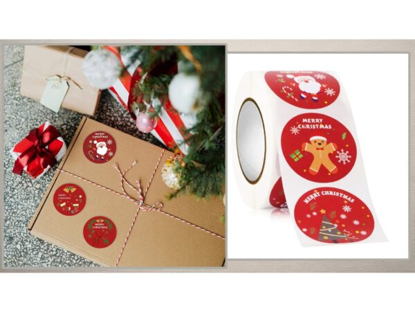 NAKLEJKI ŚWIĄTECZNE ROLKA 500SZT - wzór 4