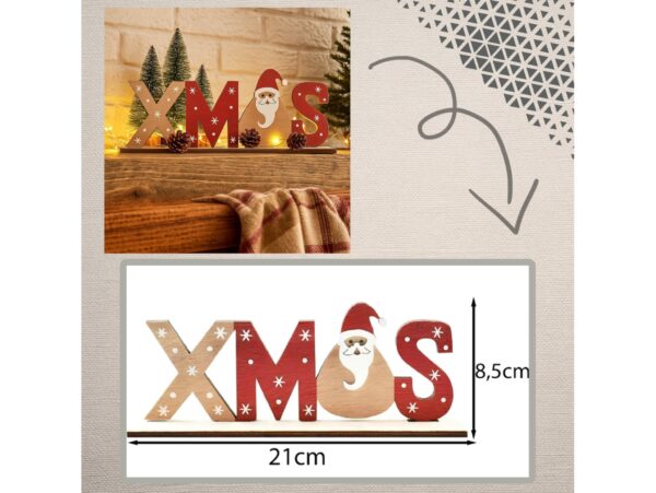 NAPIS DREWNIANY XMAS DEKORACJA ŚWIĄTECZNA 21,5x4x8,5cm