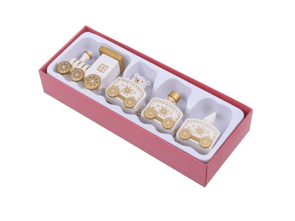 POCIĄG DREWNIANY DEKORACJA BOŻE NARODZENIE 24x8cm - biały