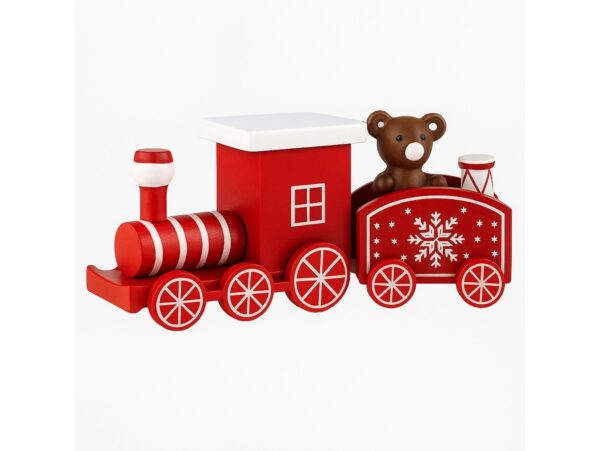 POCIĄG DREWNIANY DEKORACJA BOŻE NARODZENIE 24x8cm - czerwony