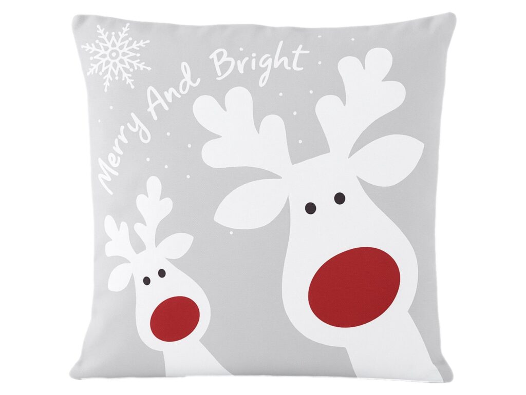 POSZEWKA NA PODUSZKĘ ŚWIĄTECZNA 45x45 - szary/Renifer
