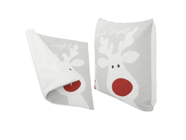 POSZEWKA NA PODUSZKĘ ŚWIĄTECZNA 45x45 - szary/Renifer