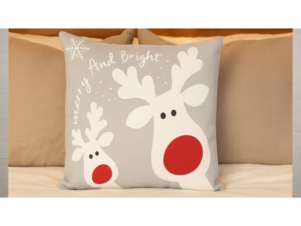 POSZEWKA NA PODUSZKĘ ŚWIĄTECZNA 45x45 - szary/Renifer