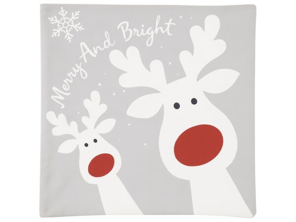 POSZEWKA NA PODUSZKĘ ŚWIĄTECZNA 45x45 - szary/Renifer
