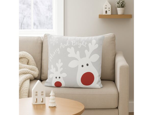 POSZEWKA NA PODUSZKĘ ŚWIĄTECZNA 45x45 - szary/Renifer