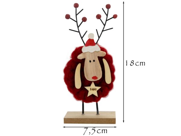 RENIFER DREWNIANY FIGURKA DEKORACYJNA 18CM