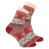 SKARPETY ŚWIĄTECZNE Z DODATKIEM WEŁNY 1 PARA - czerwono-kremowy