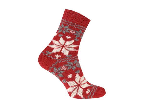 SKARPETY ŚWIĄTECZNE Z DODATKIEM WEŁNY 1 PARA - czerwony