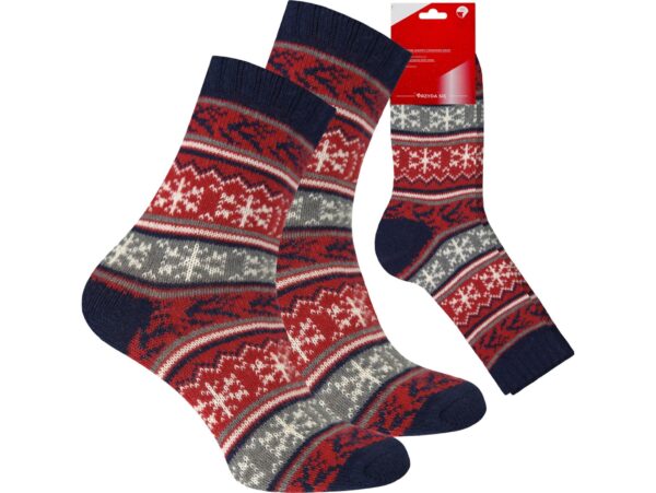 SKARPETY ŚWIĄTECZNE Z DODATKIEM WEŁNY 1 PARA - granatowy