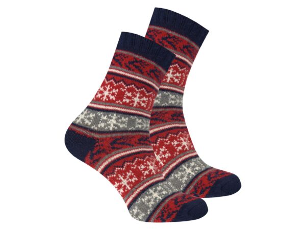 SKARPETY ŚWIĄTECZNE Z DODATKIEM WEŁNY 1 PARA - granatowy