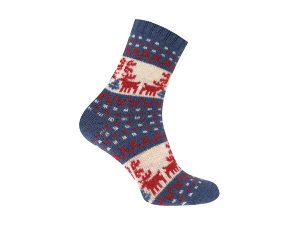 SKARPETY ŚWIĄTECZNE Z DODATKIEM WEŁNY 1 PARA - niebiesko-kremowy