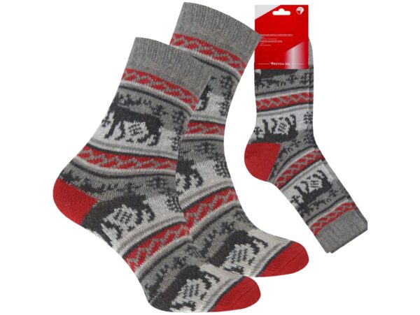 SKARPETY ŚWIĄTECZNE Z DODATKIEM WEŁNY 1 PARA - szary