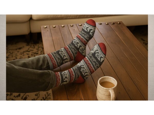 SKARPETY ŚWIĄTECZNE Z DODATKIEM WEŁNY 1 PARA - szary