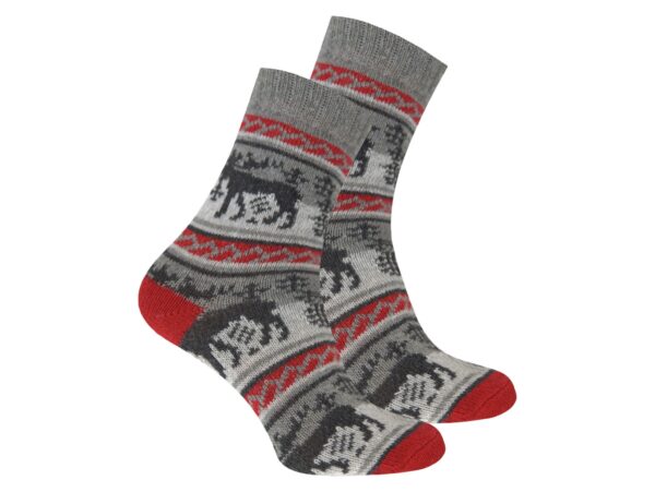 SKARPETY ŚWIĄTECZNE Z DODATKIEM WEŁNY 1 PARA - szary