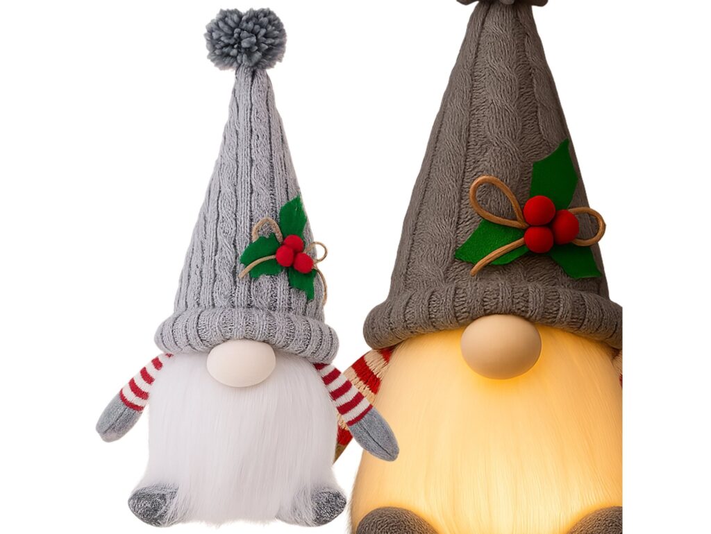 SKRZAT KRASNAL ŚWIĄTECZNY ŚWIECĄCY LED - szary